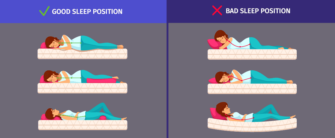 Good sleeping position vs bad sleeping position