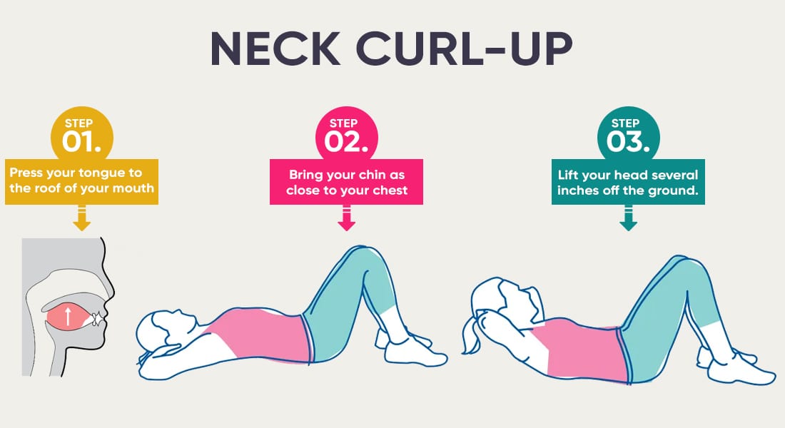 Neck curl-up exercise explained
