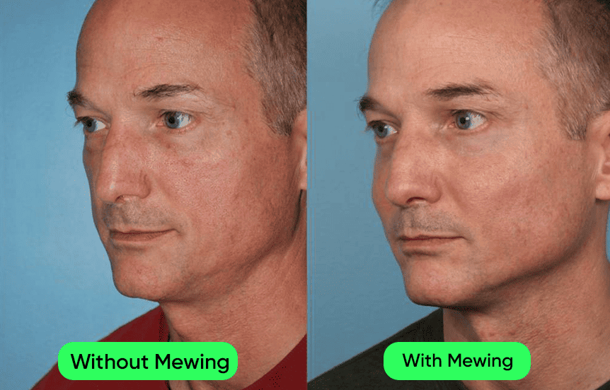 Man cheekbones before and after mewing