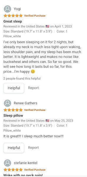 Derila pillow positive positive reviews Amazon