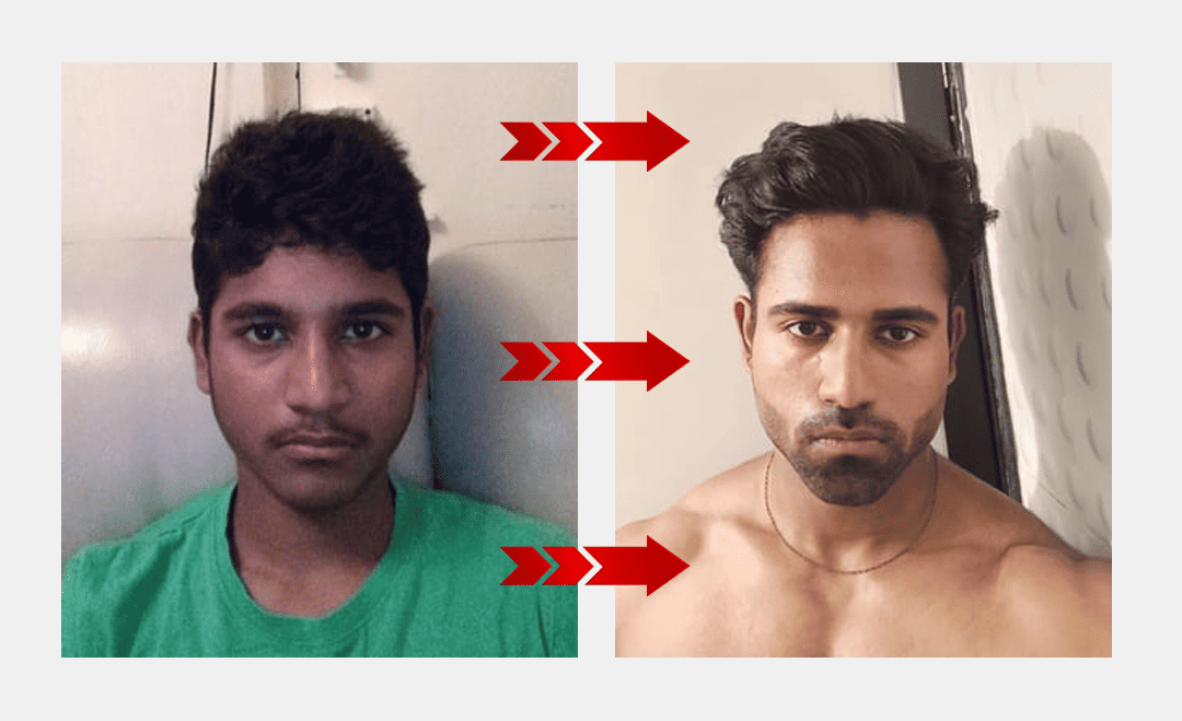 Looksmaxxing before and after results of a man