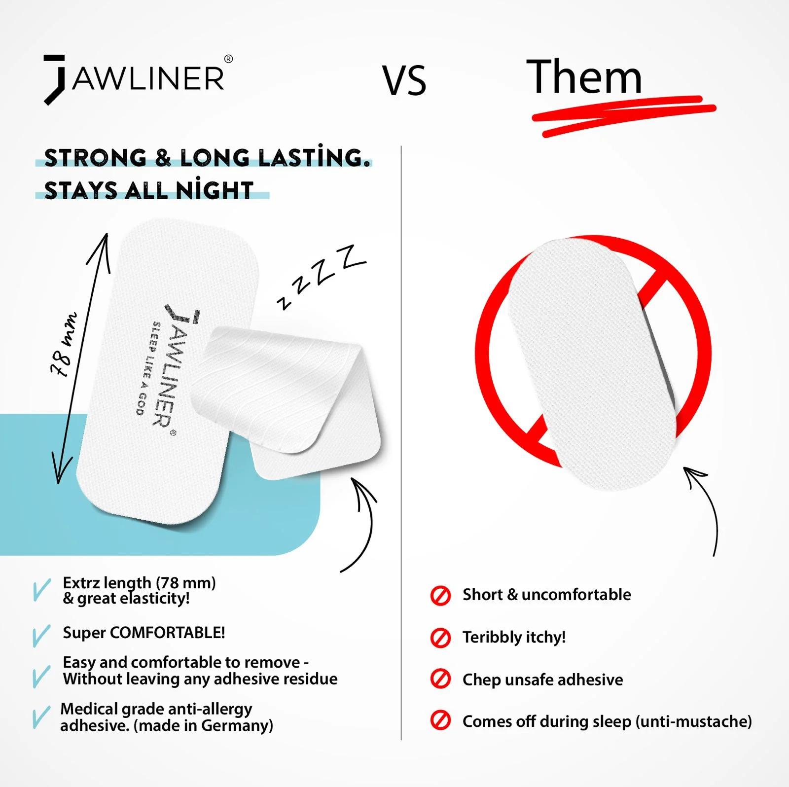 Jawliner mouth tape comparison with other mouth tape brands