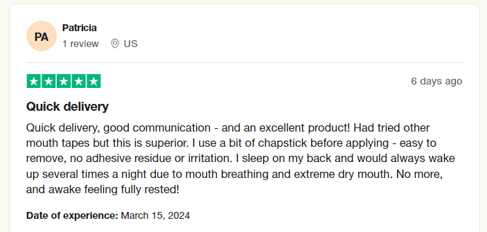 Pap MD mouth tape review on Trustpilot