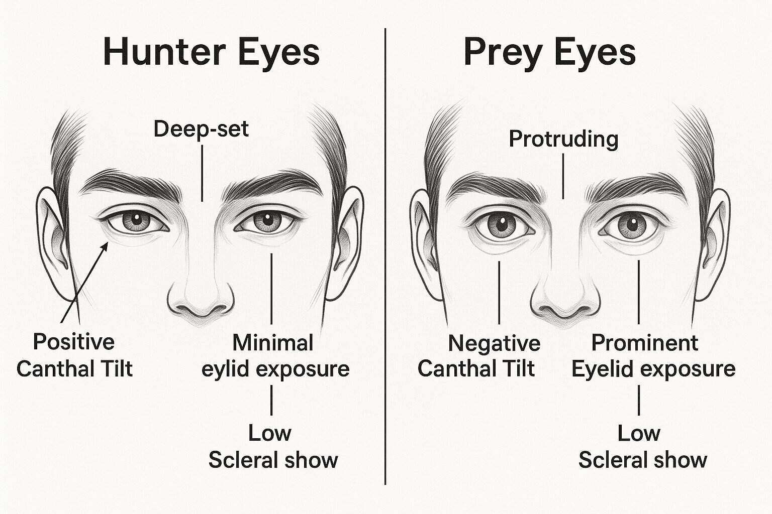 Diagram of hunter eyes vs prey eyes