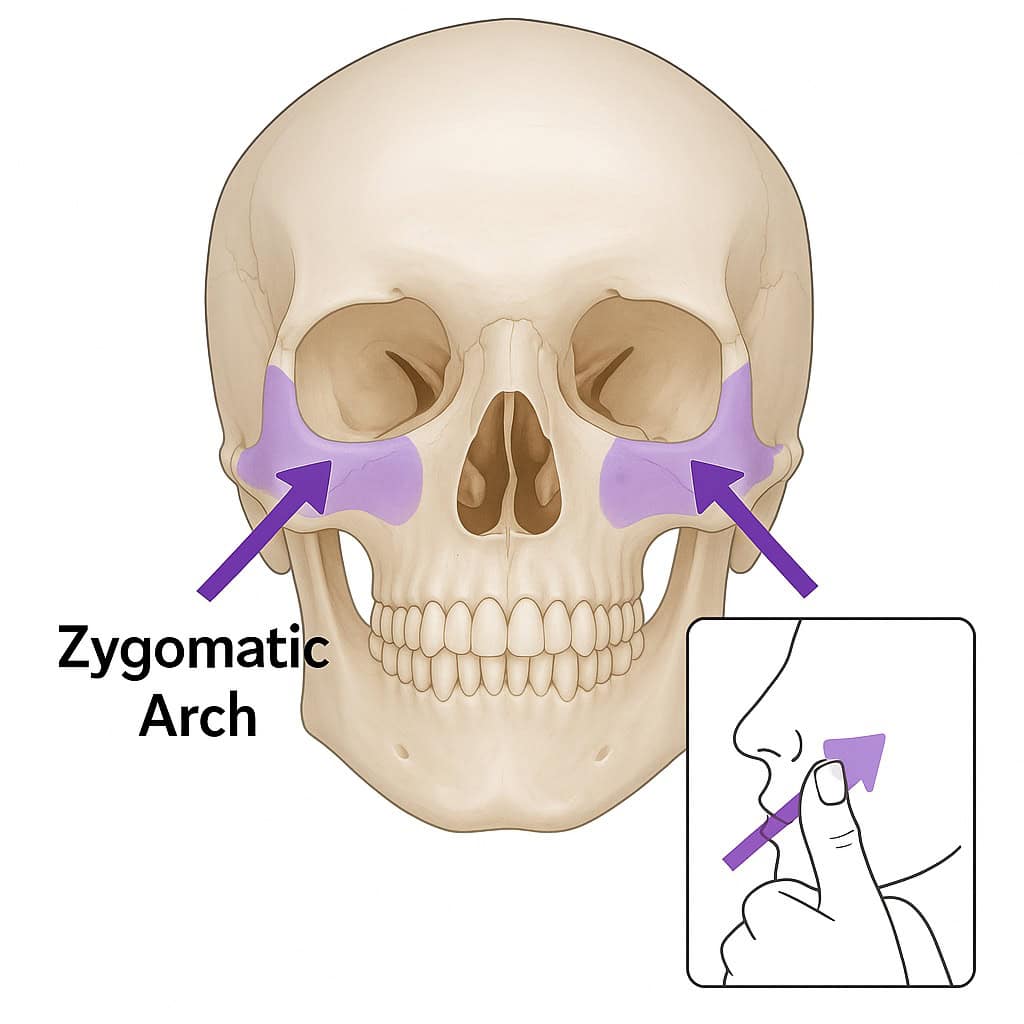 Graph showing where to find zygomatic arch for zygo pulling exercise