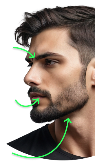 Mewing Person with reduced old wrinkles, minimized mouth breathing and reduced double chin